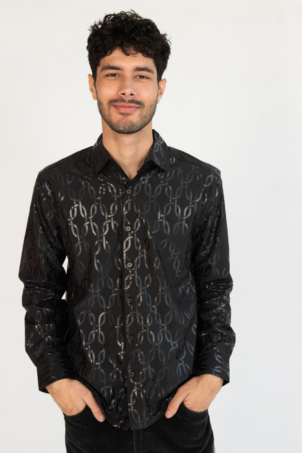 Chain Links Long Sleeve Button Up Shirt