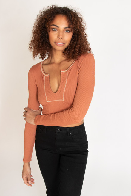 Sporty Notch Neck Long Sleeve Shirt