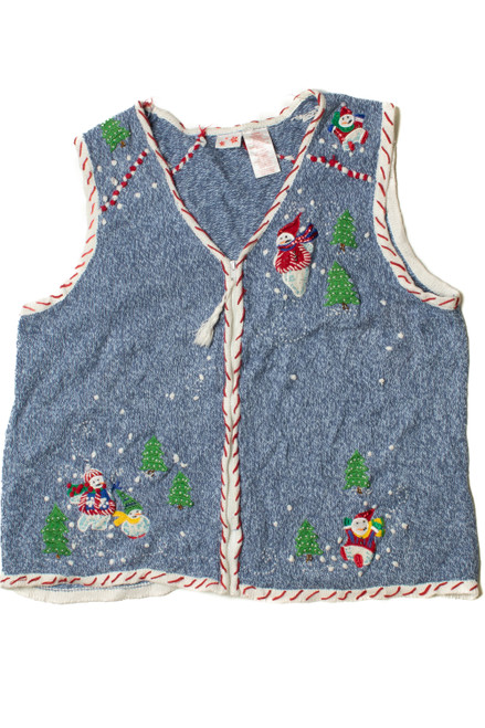 Snowmen Candy Cane Lined Ugly Christmas Vest 62258