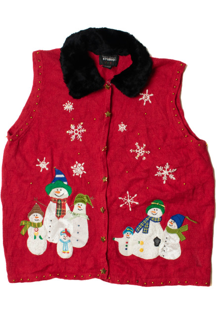 Faux Fur Collar Ugly Christmas Vest 62263