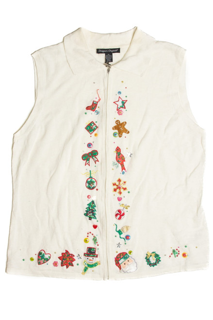 Vintage White Ugly Christmas Vest 62299