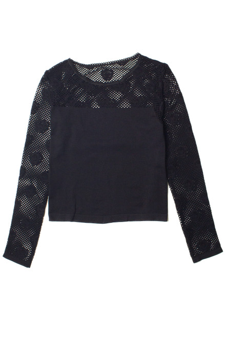 Black Skull Long Sleeve Fishnet Top