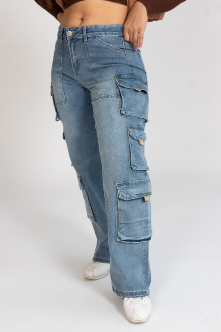 Mid Rise Cargo Jeans