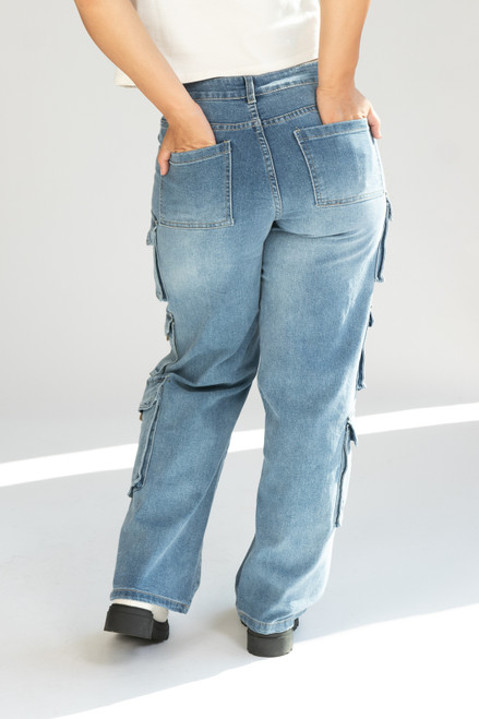 Mid Rise Cargo Jeans