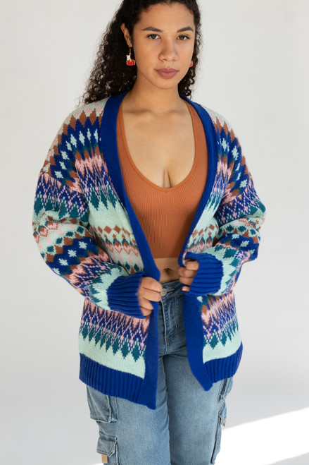 Diamond Pattern Open Cardigan