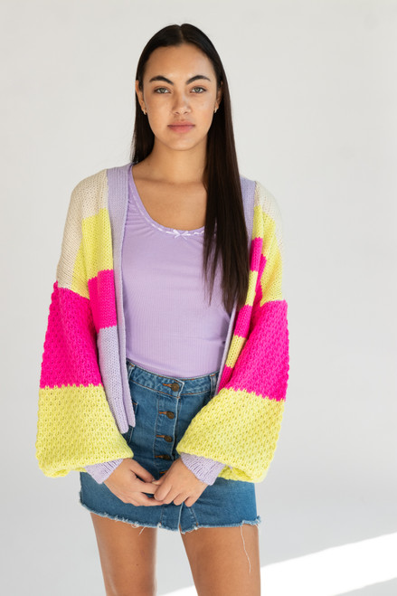 Colorblock Open Cardigan