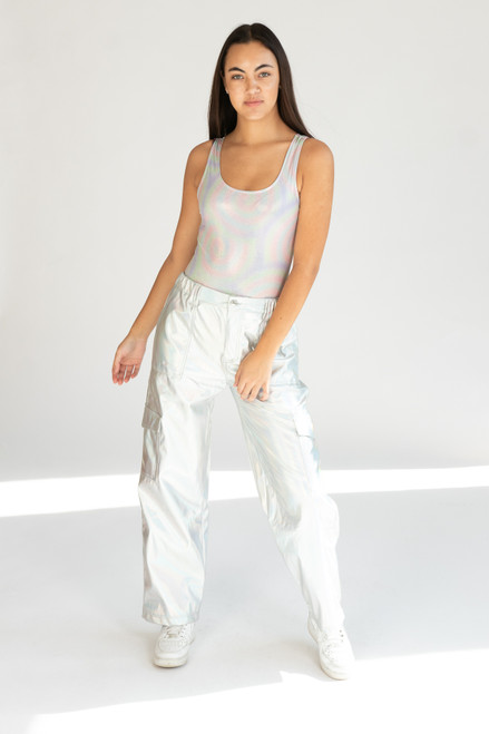 Silver Holographic Skater Jeans