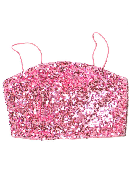 Pink Velvet Sequin Crop Cami