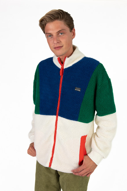 Zip Up Colorblock Sherpa Jacket