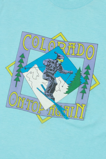 Vintage 1988 "On Top Again" Colorado Skiing T-Shirt