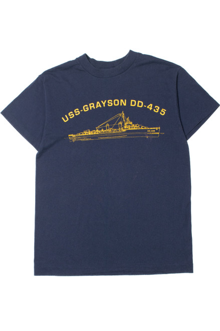 Vintage "USS-Grayson" US Navy Front/Back Print T-Shirt