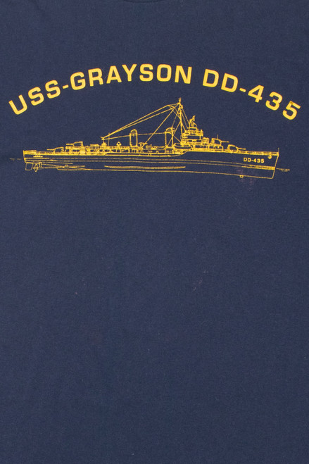 Vintage "USS-Grayson" US Navy Front/Back Print T-Shirt