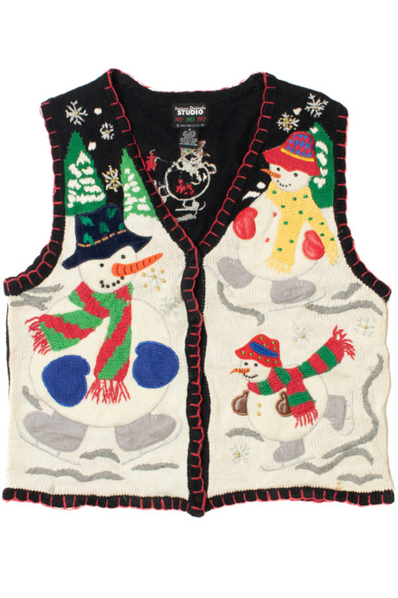 Ice Skating Snowmen Ugly Christmas Vest 61587