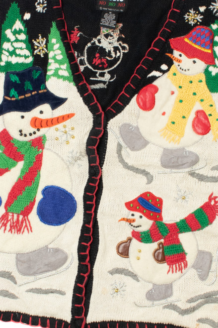 Ice Skating Snowmen Ugly Christmas Vest 61587