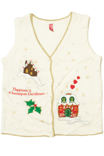 "Happiness Is A Homespun Christmas" Ugly Christmas Vest 61591