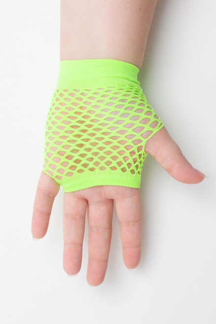 Neon Green Fingerless Fishnet Gloves