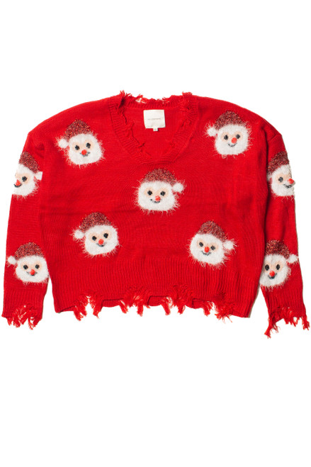 Happy Santa Distressed Sweater