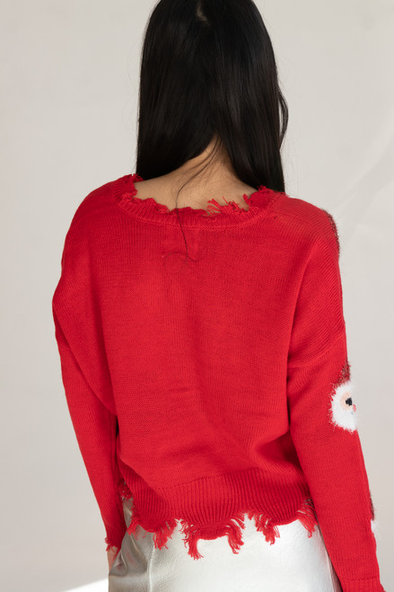 Happy Santa Distressed Sweater