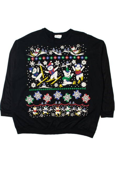 Skiing & Skating Snow Bears Ugly Christmas Sweatshirt 61658