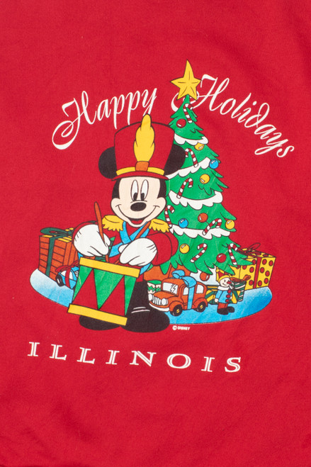 Vintage Mickey Mouse "Happy Holidays" "Illinois" Ugly Christmas Sweatshirt (1990s)