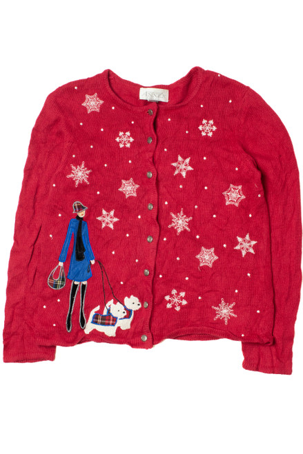 Walking Dogs In Snow Ugly Christmas Cardigan 61677