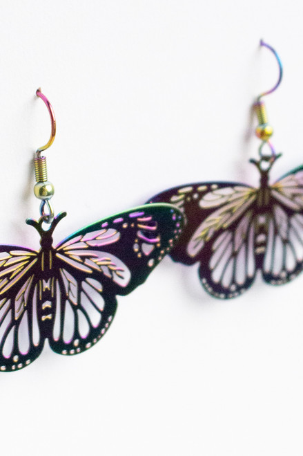 Rainbow Chrome Butterfly Earrings