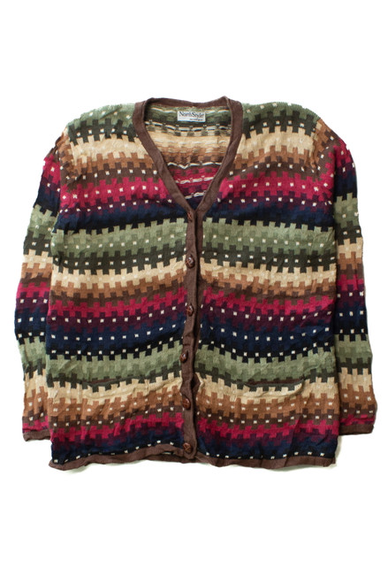 Vintage North Style Multicolor Cardigan Sweater (1990s)