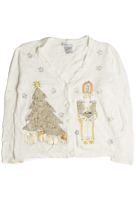 Vintage White Ugly Christmas Cardigan 62664