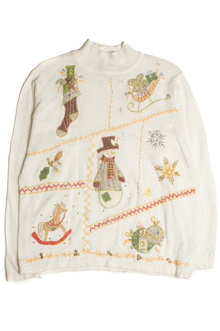 Vintage White Ugly Christmas Sweater 62708