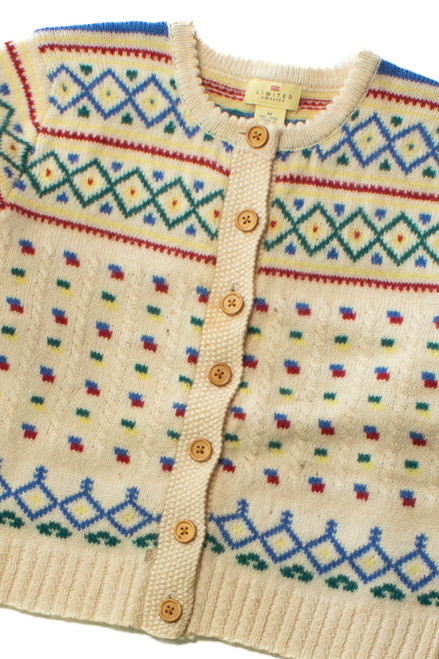 Vintage Cropped Multicolor Fair Isle Sweater (1990s)