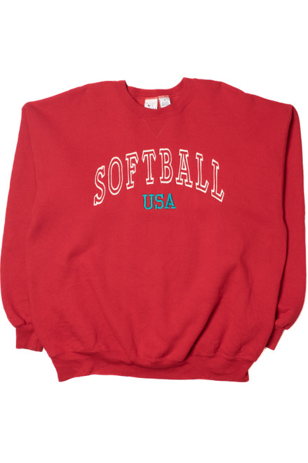 Vintage "Softball USA" Embroidered Sweatshirt