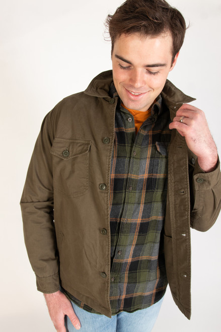 Olive Button Up Shirt Jacket