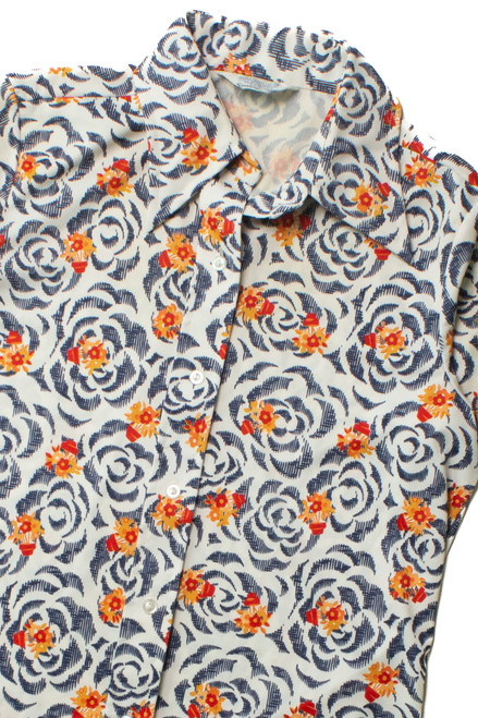 Vintage Polyester Floral Button Up Shirt (1970s)