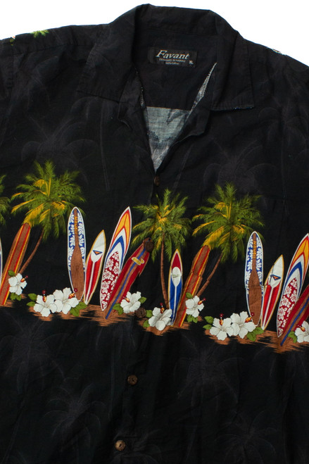 Vintage Black Surfboards Hawaiian Shirt (1990s)