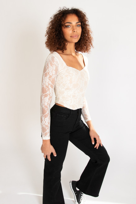 Lace Bustier Long Sleeve Top