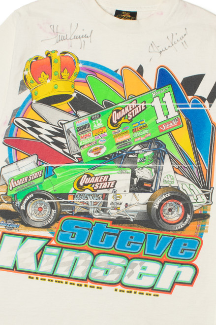 Vintage 2002 Signed Steve Kinser Racing Front/Back Print T-Shirt