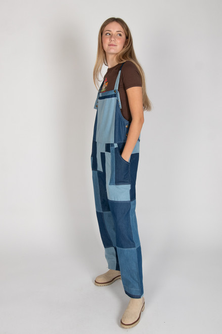 Lightweight Denim Patchwork Overalls