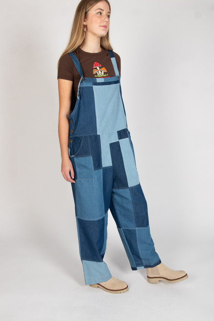 Lightweight Denim Patchwork Overalls