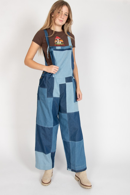 Lightweight Denim Patchwork Overalls