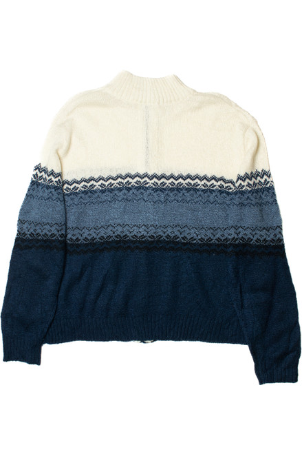 Blue & Ivory 80s Zip-Up Sweater