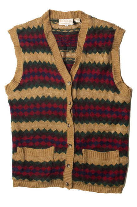 Vintage Diamond Pattern D K Gold Vest