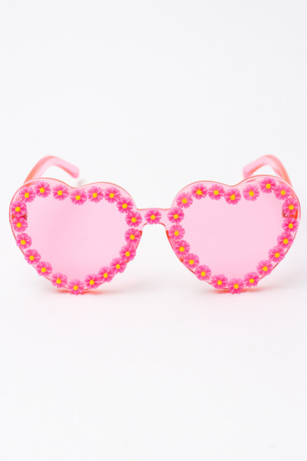 Flower Rim Heart Sunglasses
