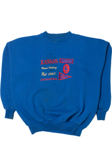 Vintage University Of Kansas Jayhawks Embroidered Sweatshirt