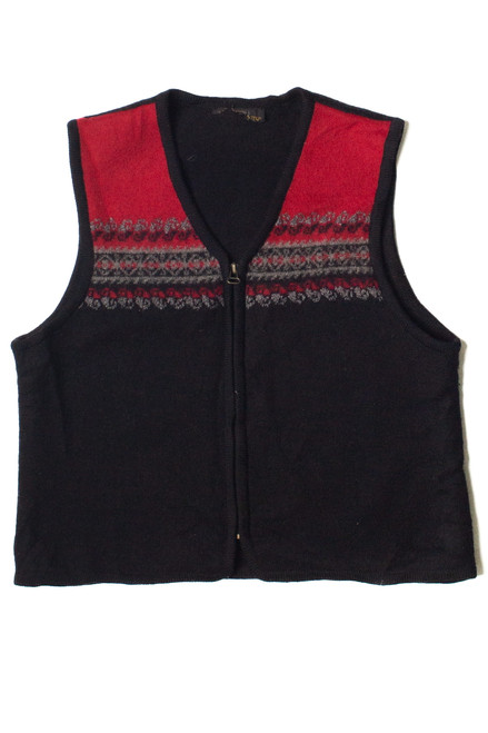 Vintage Border Print Zip Up Vest