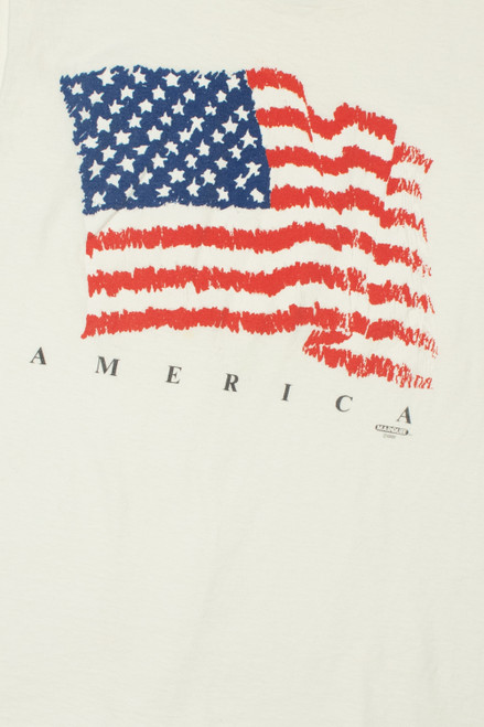Vintage 1991 "America" Embossed Flag T-Shirt
