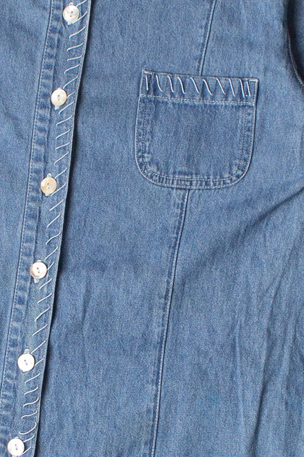 Vintage Real Comfort Stitch Detail Denim Button Front Dress