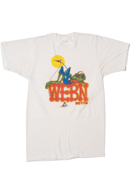 Vintage WEBN 102.7 FM Fly Fishing Frog Logo T-Shirt