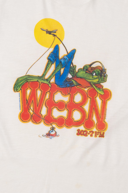 Vintage WEBN 102.7 FM Fly Fishing Frog Logo T-Shirt