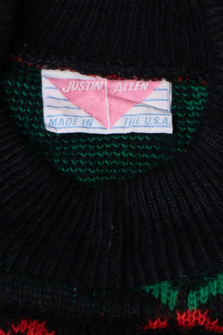 Vintage Digital Rose Knit 80s Sweater