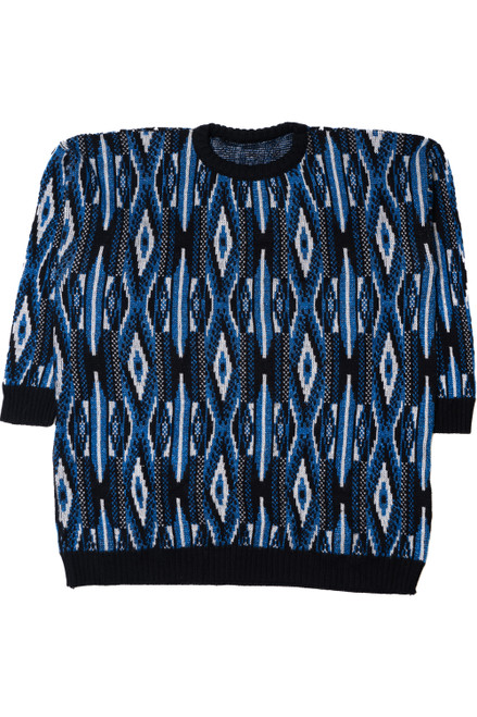 Vintage Blue Argyle Stripe 80s Sweater